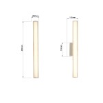 Kinkiet Linea H45, chromowany, z jedną diodą LED o mocy 8W. Posiada prostokątny kształt, wymiary 450 mm wysokości, 60 mm średnicy, 110 mm głębokości. Ochrona IP44, idealny do łazienek. Widok z przodu, zamontowany na ścianie.