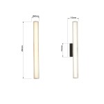 Kinkiet Linea H45 w kolorze czarnym, z jedną diodą LED o mocy 8W, wymiarach 450 mm wysokości i 60 mm średnicy. Ujęcie frontalne, produkt montowany na ścianie, z widocznymi detalami obudowy. Certyfikat IP44 zapewnia odporność na wilgoć.