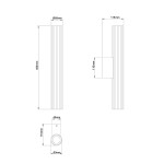 Kinkiet Linea H45 w kolorze białym, wykonany z materiałów odpornych na wilgoć (IP44). Wymiary: wysokość 450 mm, średnica 60 mm. Prosta, cylindryczna forma z rowkowaną powierzchnią, montaż ścienny, z wbudowanym źródłem światła LED o mocy 8W.