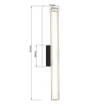 Kinkiet Linea H61 w kolorze czarnym, z pojedynczym źródłem światła LED 12W, o wymiarach 610 mm wysokości i 115 mm szerokości. Prosty, pionowy kształt z przezroczystym kloszem, montowany na ścianie, odporny na wilgoć (IP44).