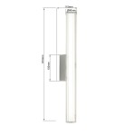Kinkiet Linea H61 w kolorze chromowanym, o wymiarach 610 mm wysokości, 115 mm szerokości i 60 mm średnicy. Wyposażony w 1 diodę LED o mocy 12W, przeznaczony do użytku wewnętrznego i zewnętrznego (IP44). Montowany na ścianie.