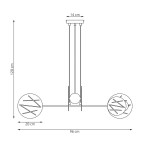 Lampa wisząca Xotic 4xE27 w kolorze białym, o wymiarach 120 cm wysokości i 96 cm szerokości. Posiada cztery klosze o średnicy 20 cm z dekoracyjnymi wzorami, zawieszona na dwóch metalowych linkach. Idealna do nowoczesnych wnętrz.