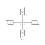 Lampa wisząca Euforia 4xE27 w kolorze białym, z centralnym mocowaniem i czterema ramionami, z każdą oprawką na żarówkę umieszczoną na końcu ramion, widok z góry. Wymiary mocowania 10 cm.
