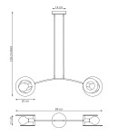 Lampa wisząca Skiva w kolorze białym z jasnym drewnem, z dwoma oprawami E27. Okrągłe klosze zawieszone na cienkich przewodach, maksymalna wysokość 120 cm, szerokość 89 cm. Prosty design, idealna do nowoczesnych wnętrz.