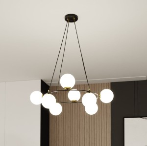 Azura lampa wisząca 8xE14 czarna/biała 1295/8