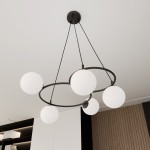 Libra lampa wisząca 5xE14 czarna/opal 1379/5