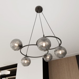 Libra lampa wisząca 5xE14 czarna/grafit 1380/5