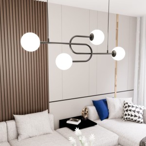 Atria lampa wisząca 4xE14 czarna/opal 1383/4