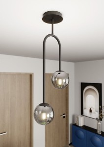 Atria lampa sufitowa 2xE14 czarna/grafit 1384/2