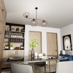 Lampa sufitowa Echo 3xE27 w kolorze czarnym, z trzema kloszami w formie siatki. Zawieszona na cienkim ramieniu, idealna do nowoczesnych wnętrz. Tło przedstawia stół z krzesłami oraz półki z butelkami.