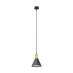 Lampa wisząca Rosa 1xE27 w kolorze czarnym i złotym, o stożkowym kształcie. Ujęcie frontalne, zawieszona na cienkim przewodzie. Wnętrze klosza w jasnym odcieniu, metalowe wykończenie. Prosty, nowoczesny design, idealna do różnych wnętrz.
