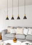 Rosa lampa wisząca 4xE27 czarna/złota 1388/4