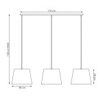 Lampa wisząca Epoca 3xE27 w kolorze czarnym i szarym. Trzy kwadratowe klosze o wymiarach 38 cm szerokości i 28 cm wysokości, zawieszone na prostokątnej podstawie o długości 116 cm. Maksymalna wysokość montażu 150 cm.