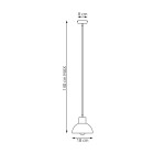 Lampa wisząca Seco z oprawą w kolorze czarnym i elementami z jasnego drewna. Kształt okrągłej czaszy o średnicy 18 cm, zawieszona na cienkim przewodzie o maksymalnej długości 140 cm. Dostosowana do żarówki E27.