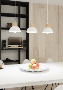 Seco lampa wisząca 3xE27 biała/jasne drewno 1394/3