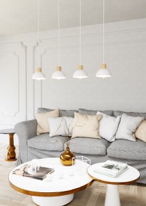 Seco lampa wisząca 4xE27 biała/jasne drewno 1394/4