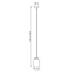 Lampa wisząca Target 1xE27 w kolorze białym i złotym, z okrągłym kloszem o średnicy 11 cm i maksymalnej długości 140 cm. Ujęcie z boku, pokazujące prosty, elegancki design i mocowanie sufitowe o wymiarach 8 cm.