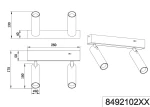 Lampa sufitowa Ambala z dwoma spotami LED o mocy 11W każdy. Biała obudowa, prostokątna podstawa z dwoma cylindrycznymi kloszami. Wymiary: długość 260 mm, wysokość 130 mm, średnica kloszy 40 mm. Zainstalowane diody CCT.