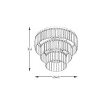 Lampa sufitowa Tiffany 4xE14 w kolorze złotym, o średnicy 410 mm i wysokości 355 mm. Trzy poziomy okrągłych kloszy z przezroczystymi elementami, wisząca konstrukcja, stylowy design, idealna do nowoczesnych wnętrz.