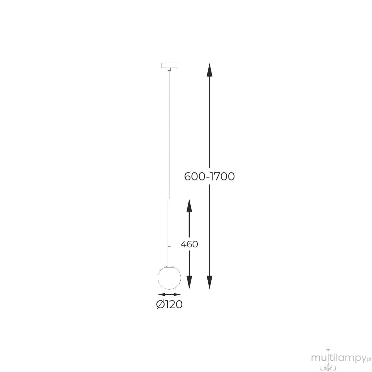 Lampa wisząca Arcturus 1xG9 w kolorze złotym, okrągła głowica o średnicy 120 mm. Regulowana wysokość od 600 do 1700 mm. Prosta konstrukcja z metalowym mocowaniem. Idealna do nowoczesnych wnętrz.