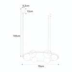 Lampa wisząca Orbit w kolorze czarnym i białym, z miejscem na 3 żarówki E27 oraz 3 E14. Okrągła podstawa o średnicy 78 cm, zawieszona na dwóch kablach o długości 100 cm. Wysokość oprawy 10 cm, górny element 5,2 cm.