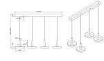 Lampa wisząca Celeste 4xLED/30W w kolorze kawowym i białym, o prostokątnej podstawie i czterech okrągłych zwisach. Wysokość regulowana (500-2000 mm), średnica zwisów 220 mm. Prosty, nowoczesny design, idealna do wnętrz.