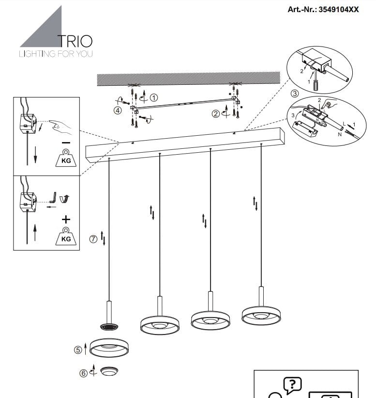 Lampa wisząca Celeste z 4 źródłami LED o mocy 30W, w kolorze kawowym i białym. Składa się z prostokątnej podstawy oraz trzech okrągłych kloszy zawieszonych na cienkich linkach. Montaż na suficie, z możliwością regulacji wysokości.