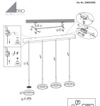 Lampa wisząca Celeste z 4 źródłami LED o mocy 30W, w kolorze kawowym i białym. Składa się z prostokątnej podstawy oraz trzech okrągłych kloszy zawieszonych na cienkich linkach. Montaż na suficie, z możliwością regulacji wysokości.