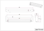 Kinkiet Fabrizio 1xLED/9W/CCT/IP44 w kolorze chromu. Prosty, prostokątny kształt z wymiarami 500x20 mm. Ujęcie z boku, z widocznymi detalami montażowymi oraz wymiarami. Idealny do nowoczesnych wnętrz.