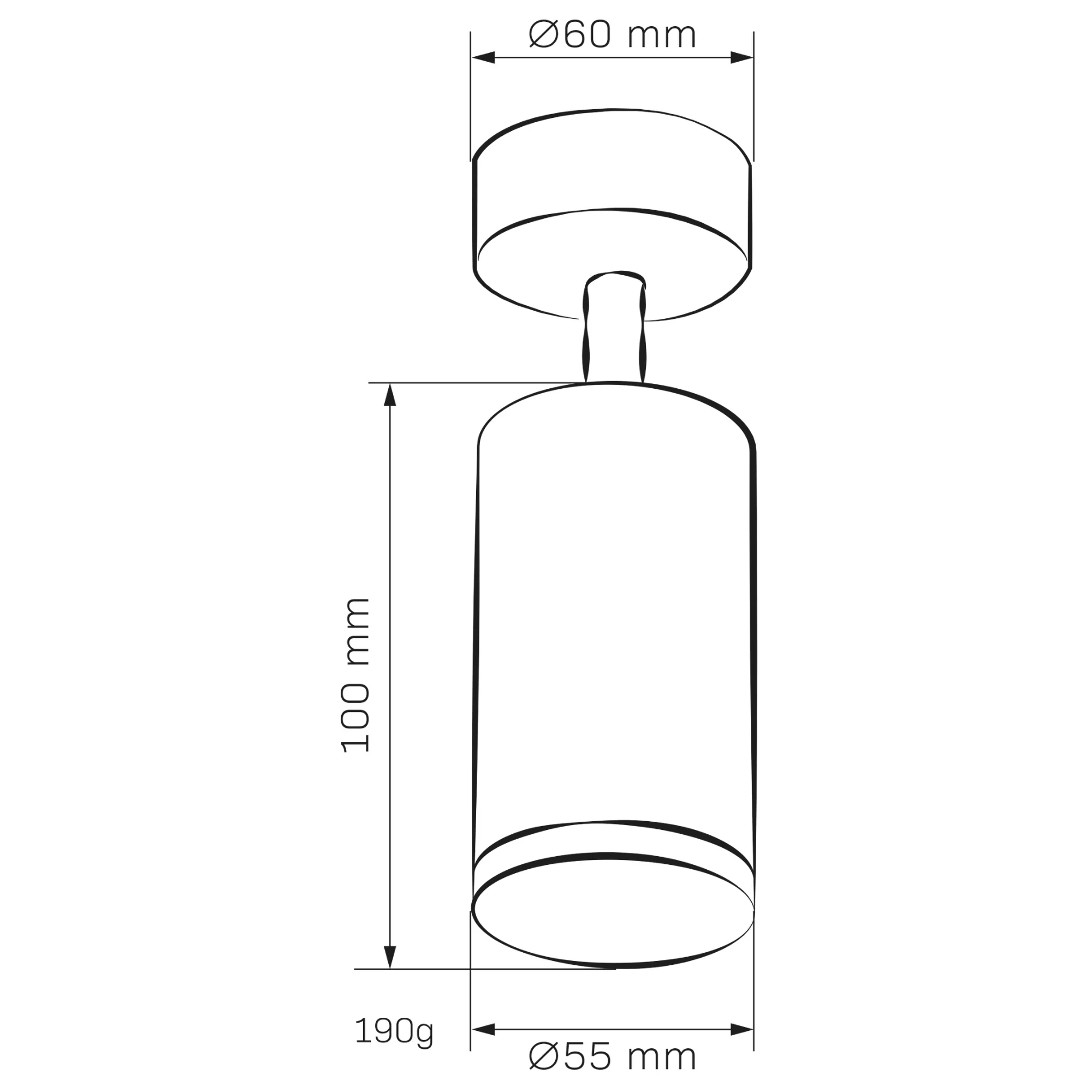 Czarna lampa sufitowa Turyn IP44 z jednym miejscem na żarówkę GU10. Cylindryczny kształt, średnica 60 mm, wysokość 100 mm. Waga 190 g, z montażem sufitowym. Przeznaczona do użytku wewnętrznego.