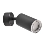 Czarna lampa sufitowa (spot) Turyn IP44 z oprawą na jedną żarówkę GU10. Lampa ma cylindryczny kształt z matowym wykończeniem i przezroczystą soczewką na końcu, zamontowana na okrągłej podstawie.