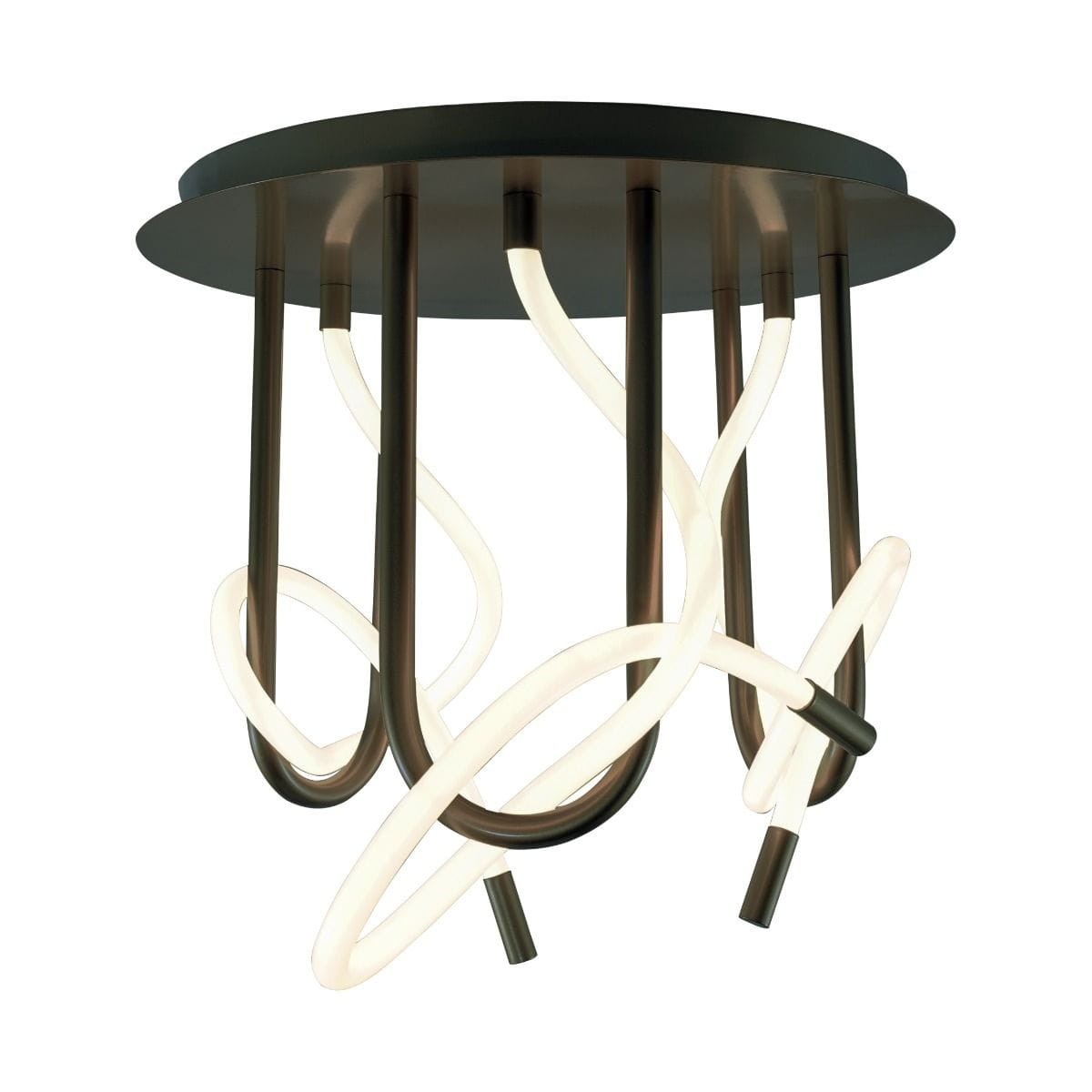 Lampa sufitowa Balbo w kolorze czarnym z trzema źródłami światła LED, o nowoczesnym designie. Posiada elastyczne, wijące się elementy świetlne, zamontowane na okrągłej podstawie. Idealna do stylowych wnętrz.