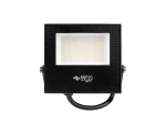 Naświetlacz LED halogen 20W z mocą 1600lm, w kolorze czarnym, o prostokątnym kształcie. Wyposażony w 24 diody LED, z białym neutralnym światłem. Oznaczenie IP65 wskazuje na odporność na wilgoć. Uchwyt do montażu na tylnej stronie.