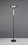 Lampa podłogowa Celeste z jedną diodą LED 15W w kolorze kawowym i białym. Stojąca konstrukcja z metalowym, czarnym stelażem i drewnianym uchwytem. Klasyczny, minimalistyczny design, idealna do nowoczesnych wnętrz.