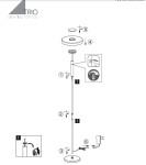 Lampa podłogowa Celeste 1xLED/15W w kolorze kawowym i białym, z okrągłą podstawą i smukłym metalowym stelażem. Widoczny schemat montażu oraz elementy konstrukcyjne, w tym zasilacz. Idealna do nowoczesnych wnętrz.