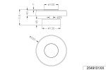 Plafon Celeste 1xLED/10W w kolorze czarnym z chromowanymi detalami. Okrągły kształt z średnicą 220 mm, z zamontowanym źródłem światła. Ujęcie z boku i z góry, ukazuje wymiary oraz szczegóły konstrukcyjne.