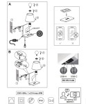 Kinkiet Comfort w kolorze białym, z pojedynczym gniazdem E14, wyposażony w port USB-C. Ujęcie frontalne, pokazujące włącznik ON/OFF. Elementy montażowe oraz instrukcje użytkowania widoczne na ilustracji.