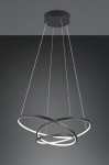 Lampa wisząca Darvin w kolorze czarnym, z jedną diodą LED o mocy 34W. Posiada trzy okręgi, które tworzą nowoczesny design. Zawieszona na cienkich linkach, idealna do aranżacji wnętrz. Tło w ciemnych odcieniach.