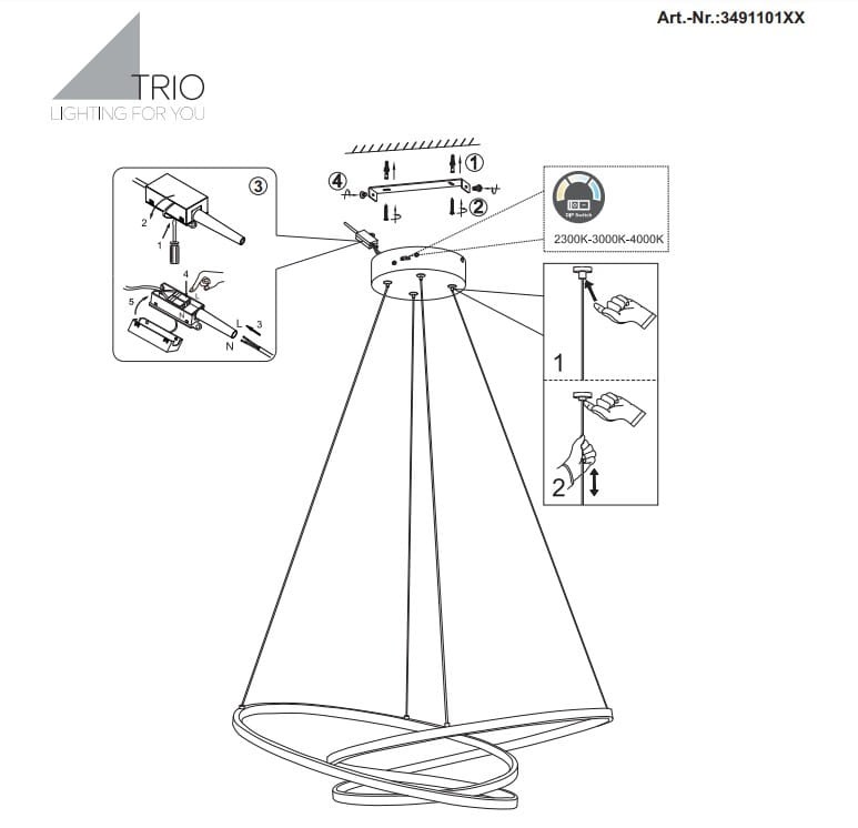 Złota lampa wisząca Darvin z jedną diodą LED o mocy 34W i regulowanym temperaturze barwowej (2300K-4000K). Oferuje nowoczesny, minimalistyczny design w kształcie spirali, montowana sufitowo.