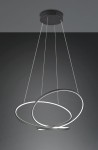 Lampa wisząca Darvin w kolorze czarnym, z jednym źródłem światła LED o mocy 52W. Posiada dwa okręgi w różnych rozmiarach, zawieszone na cienkich linkach. Montowana sufitowo, idealna do nowoczesnych wnętrz.