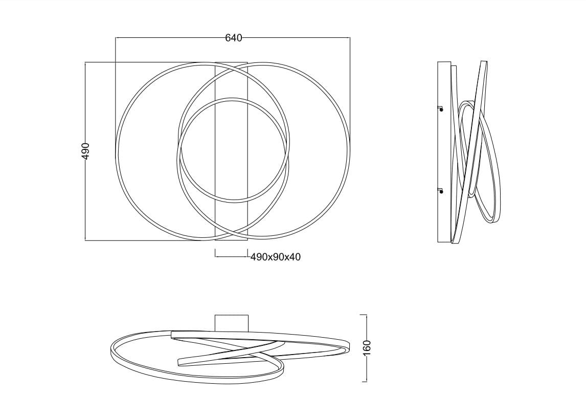 Lampa sufitowa Darvin 1xLED o mocy 34W w kolorze białym. Posiada nowoczesny design z dwiema okrągłymi obręczami, montowana na płaskim podłożu. Wymiary: 640 mm szerokości, 490 mm wysokości, 160 mm głębokości.