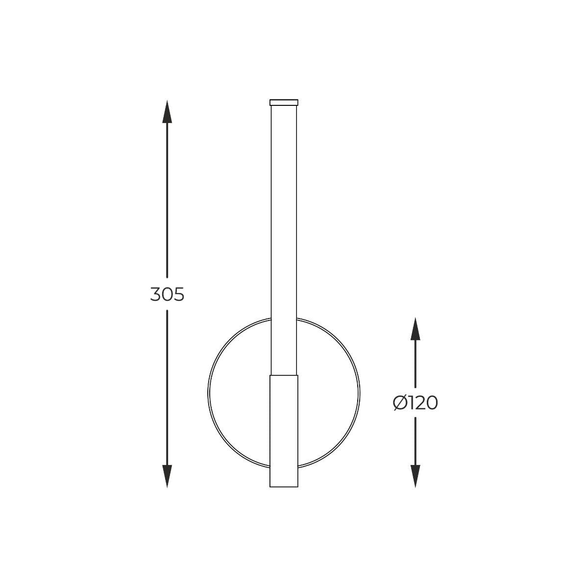 Lampa sufitowa Lautaro w kolorze czarnym, z pojedynczym źródłem światła LED 3W. Okrągła podstawa o średnicy 120 mm i wysoka, prosta rura o wysokości 305 mm. Stojąca, minimalistyczna konstrukcja.