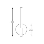 Lampa sufitowa Lautaro w kolorze czarnym, z pojedynczym źródłem światła LED 3W. Okrągła podstawa o średnicy 120 mm i wysoka, prosta rura o wysokości 305 mm. Stojąca, minimalistyczna konstrukcja.