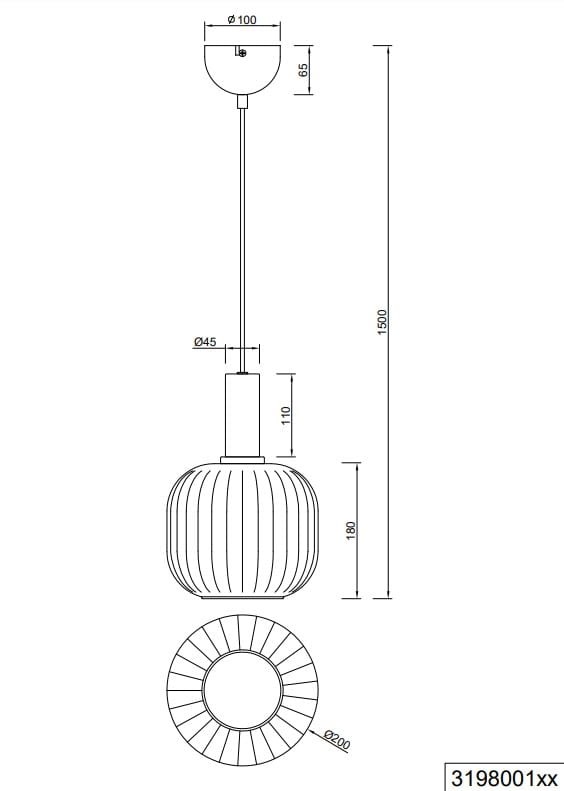 Lampa wisząca Diva 1xE27 w kolorze czarnym i chromowanym. Okrągła, żłobkowana forma klosza o średnicy 20 cm, zawieszona na cienkim przewodzie. Wymiary: długość 150 cm, średnica mocowania 10 cm. Prosta, elegancka konstrukcja.