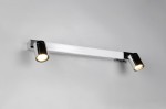 Kinkiet Enrico w kolorze chromu z jedną diodą LED (6,5W) i dwoma miejscami na żarówki GU10. Wyposażony w prostokątną, białą obudowę i dwa ruchome reflektory. Ochrona IP44, montowany na ścianie.