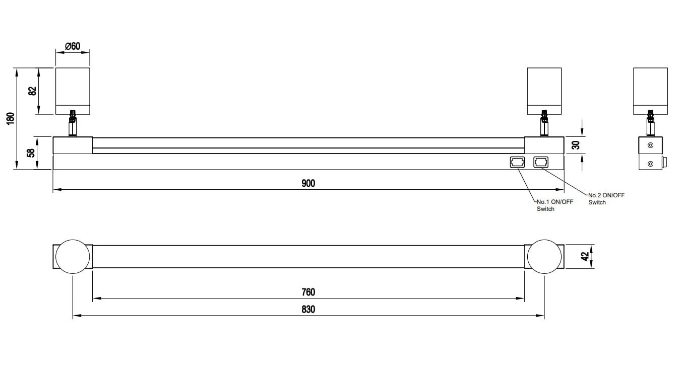 Kinkiet Enrico z jedną diodą LED 9W i dwoma gniazdami GU10, w chromowanej obudowie. Produkt o wymiarach 900 mm x 56 mm x 180 mm, z dwoma włącznikami. Montowany na ścianie, z prostą, nowoczesną formą. IP44, odpowiedni do łazienek.