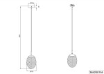 Lampa wisząca Facette 1xE27 w kolorze czarnym i przydymionym, o owalnym kształcie z dekoracyjną siatką. Wysokość 150 cm, średnica klosza 17,5 cm. Ujęcie frontalne pokazujące detal konstrukcji i zawieszenia.