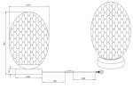 Lampa stołowa Facette z oprawą w czarnym kolorze i przydymionym kloszem w kształcie owalnym, wykonanym z materiału w strukturze plastra miodu. Wysokość 285 mm, średnica 175 mm, z okrągłą podstawą. Kabel o długości 1200 mm z włącznikiem.