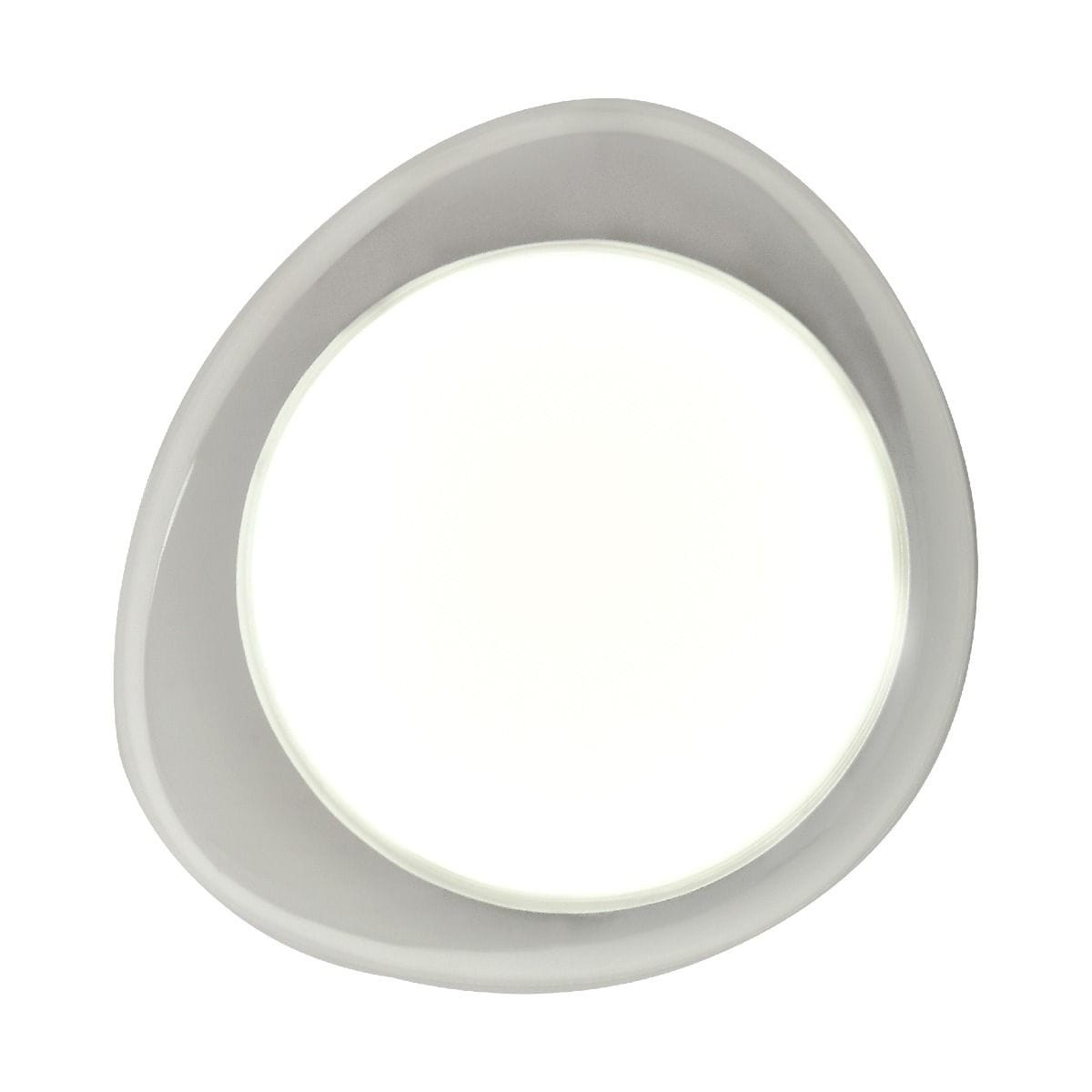 Plafon Aura 1xLED/10W w kolorze białym, o okrągłym kształcie z delikatnie zaokrąglonym brzegiem. Widok z góry, z podświetleniem LED, prezentujący nowoczesny design i gładką fakturę. Idealny do wnętrz.