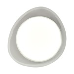 Plafon Aura 1xLED/10W w kolorze białym, o okrągłym kształcie z delikatnie zaokrąglonym brzegiem. Widok z góry, z podświetleniem LED, prezentujący nowoczesny design i gładką fakturę. Idealny do wnętrz.